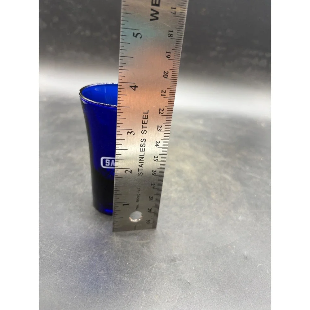 Smirnoff Vodka Cobalt Blue Glass Shot Glass Barware Collectible Logo